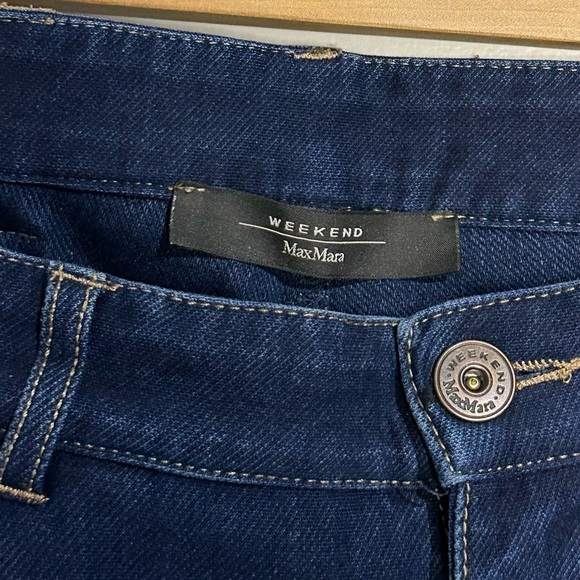 Max Mara royal blue denim jeans with brown stitching - Picture 3 of 7